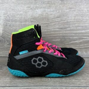 Rudis Alpha 2.0 Kids Sz 2/EU 33 High-Top Black Pink Blue Lace Up Wrestling Shoes